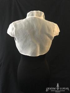 Boléro en organza de soie ivoire clair avec guipure de dentelle