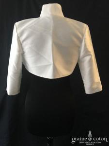 Boléro en mikado de soie ivoire clair avec dentelle et manches longues