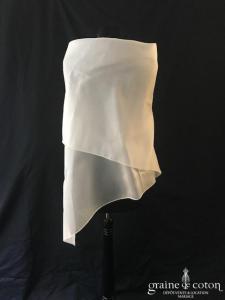 Galvan Sposa - Étole carrée en double organza de soie ivoire
