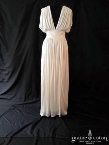Delphine Manivet - Robe longue en jersey de soie ivoire fluide