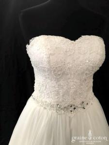 Priam - Robe bustier en dentelle et tulle ivoire