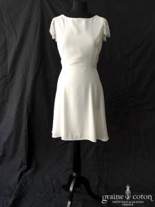 Harpe Paris - Robe courte en crêpe et dentelle ivoire
