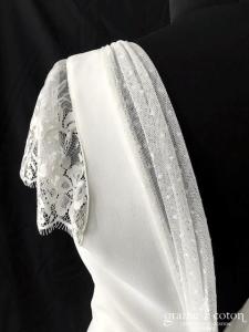 Harpe Paris - Robe courte en crêpe et dentelle ivoire