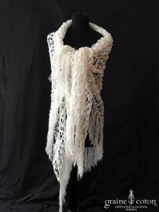 Création maison - Étole / cape / châle en laine blanche