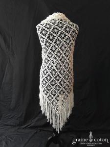 Création maison - Étole / cape / châle en laine blanche