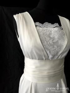 Elise Hameau - Création en crêpe de soie ivoire