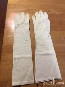 Poujade - Gants mi longs en coton ivoire