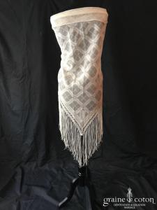 Création - Étole / châle triangle en maille blanche