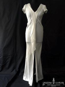 Galliano - Création en crêpe de satin de soie fluide ivoire