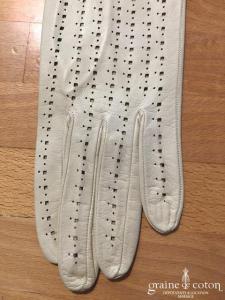 Gants vintage courts en cuir crème foncé