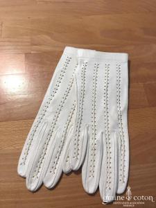 Gants vintage courts en cuir ivoire