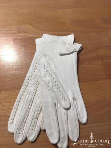 Gants vintage courts en cuir ivoire