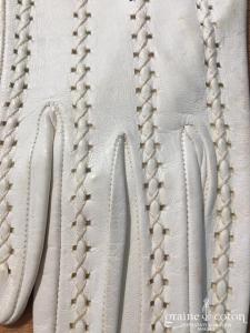 Gants vintage courts en cuir ivoire