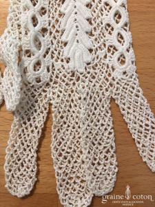 Gants courts en crochet façon dentelle ivoire clair