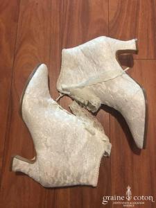 Boutique du haut talon - Bottines en dentelle ivoire clair