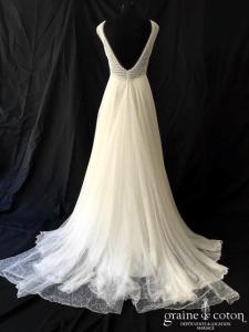 Rembo Styling - Robe une pièce en mousseline et guipure ivoire clair