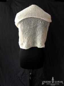 Création - Étole / cape en laine pailletée ivoire