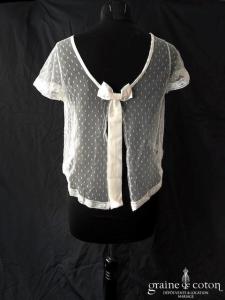 Faith Cauvin - Boléro top court en tulle plumetis ivoire clair