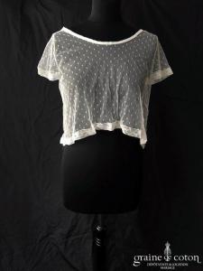 Faith Cauvin - Boléro top court en tulle plumetis ivoire clair