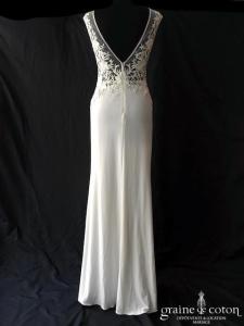 Basic Black Label - Robe fourreau fendue en crêpe et dentelle brodée