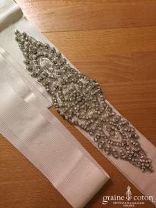Pronovias - Ceinture ivoire gros grain avec strass