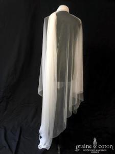 Création - Étole ou voile long de 6 mètres en tulle de soie blanc fluide bords bruts, non recoupé
