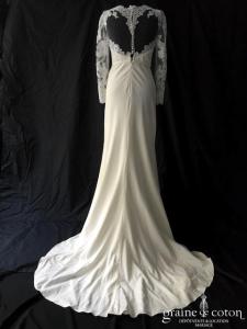 Modeca - Robe sirène fourreau en crêpe de soie et dentelle ivoire