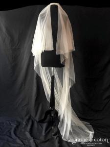 Laure de Sagazan - Voile long de 2 mètres en tulle fluide ivoire
