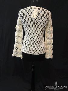 PinKiss - Top pull en crochet ivoire