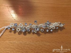 Bianco Evento - Cache peigne voile en perles ivoires nacrées et strass