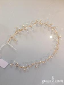 Création - Headband en perles ivoire et transparentes