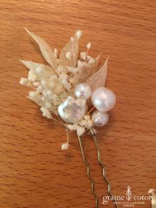 Les couronnes de Victoire - Lot de 6 pics Ombelline à chignons fleurs stabilisées ivoires