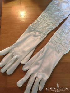 Gants longs en satin ivoire