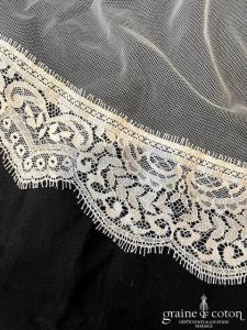 Lorafolk - Voile long de 2,50 mètres en tulle ivoire bordé de dentelle