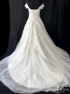 Paul et Nathalie - Robe princesse en tulle et dentelle perlée ivoire