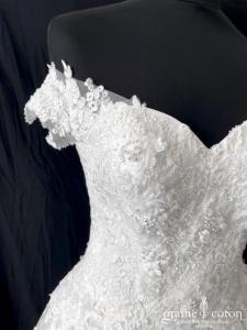 Paul et Nathalie - Robe princesse en tulle et dentelle perlée ivoire