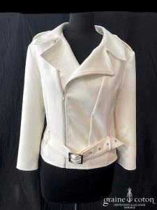 Justin Alexander Signature - Veste façon perfecto en crêpe ivoire clair