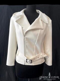 Justin Alexander Signature - Veste façon perfecto en crêpe ivoire clair