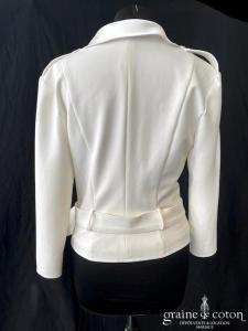 Justin Alexander Signature - Veste façon perfecto en crêpe ivoire clair