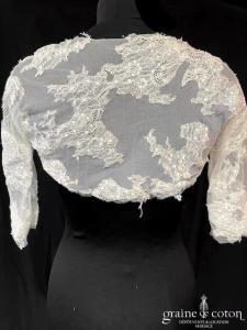 Pronovias - Boléro Pergola en tulle de soie et dentelle de Chantilly