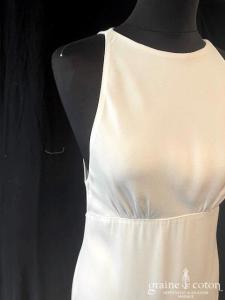Vanessa Cocchiaro - Robe longue droite en crêpe de soie ivoire