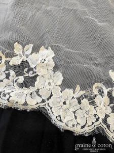 Rosa Clara Couture - Voile long de 3 mètres en soft tulle ivoire bordé de dentelle