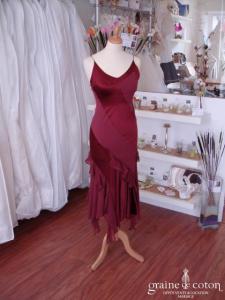 Roberto Cavalli - Robe de soirée en soie rouge sombre