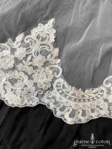 Milla Nova - Voile long de 3 mètres bordé de dentelle ivoire