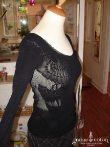 Just Cavalli - Haut noir avec effet de transparence dentelle