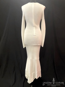 Alexandre Vautier - Robe longue une pièce fluide en maille stretch ivoire clair