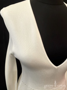 Alexandre Vautier - Robe longue une pièce fluide en maille stretch ivoire clair