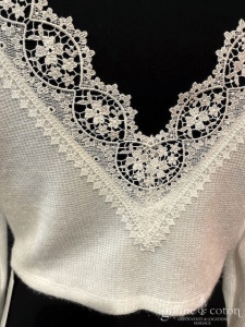 Bianco Evento - Pull court en laine effet cachemire manches longues et dos en V