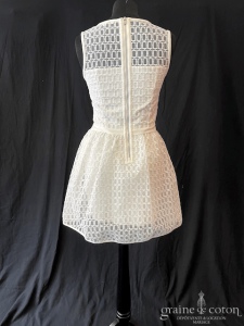 Maje - Robe patineuse courte en guipure ivoire