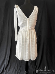 Claudie Pierlot - Robe courte en mousseline plumetis ivoire clair